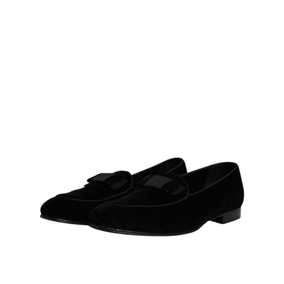 Dolce & Gabbana Black Velvet Loafers Formal Men Dress Men's Shoes (Pre-Owned)
